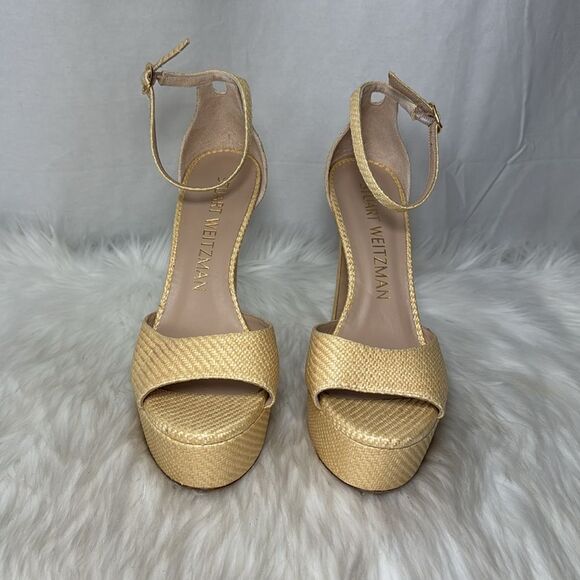 Stuart Weitzman Women's Straw Platform Sandals Sz 9 - Picture 3 of 7
